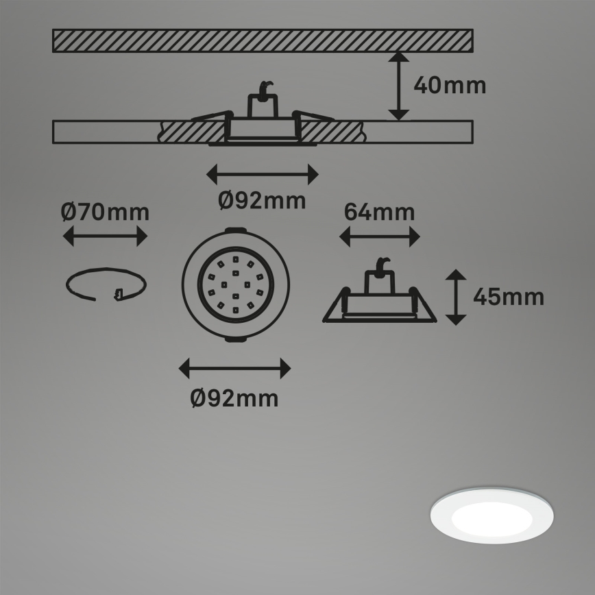 Briloner - SADA 3x RGBW LED Stmívatelné koupelnové podhledové svítidlo LED/4,8W/230V 3000-6500K IP65 + dálkové ovládání