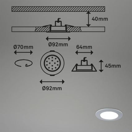 Briloner - SADA 3x LED RGBW Stmívatelné koupelnové podhledové svítidlo LED/4,8W/230V 3000-6500K IP65 + dálkové ovládání