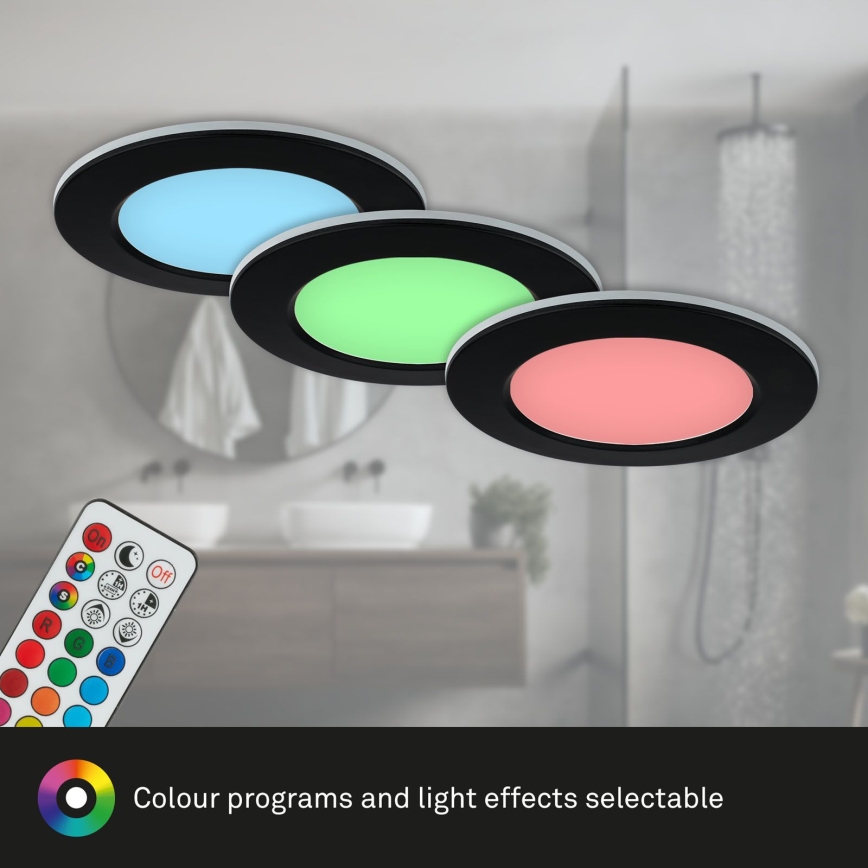 Briloner - SADA 3x LED RGBW Stmívatelné koupelnové podhledové svítidlo LED/4,8W/230V 3000-6500K IP65 + dálkové ovládání