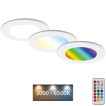 Briloner - SADA 3x RGBW LED Stmívatelné koupelnové podhledové svítidlo LED/4,8W/230V 3000-6500K IP65 + dálkové ovládání
