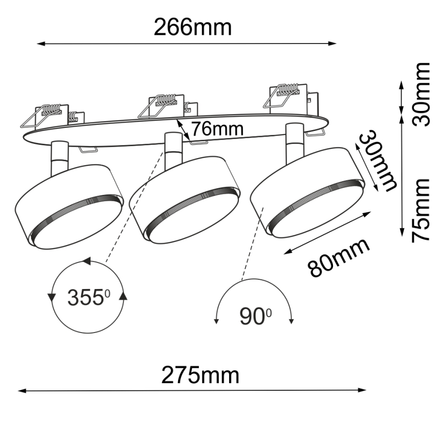 Brosline - Podhledové bodové svítidlo 3xGX53/9W/230V černá