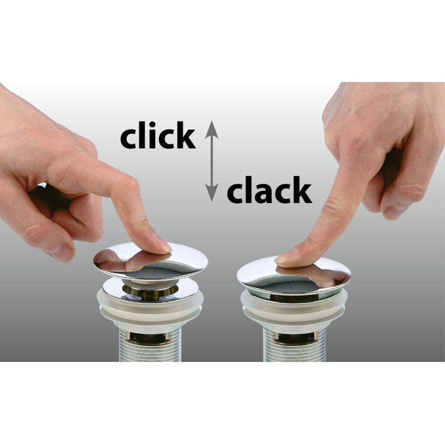 Bruckner - Umyvadlová výpusť bez přepadu CLICK-CLACK pr. 6,4 cm lesklý chrom