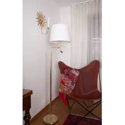 ByRydens - LED Stojací lampa ORLANDO 1xE27/5W/230V + LED/3W bílá/zlatá pr. 36 cm