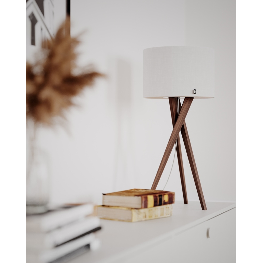 ByRydens - Stolní lampa VEGA 1xE27/8W/230V bílá/ořech