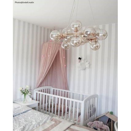 ByRydens - Lustr na lanku SPLENDOR 15xG9/5W/230V kouřová/hnědá pr. 58 cm