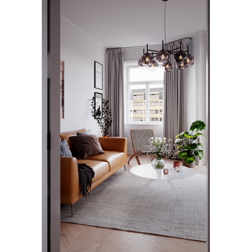 ByRydens - Lustr na lanku BOYLE 8xE27/5W/230V kouřová/černá pr. 83 cm