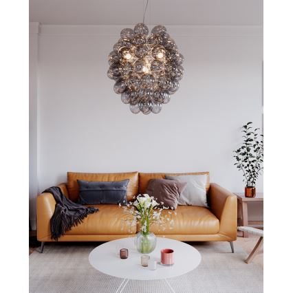 ByRydens - Lustr na lanku DELUXE 4xE14/5W/230V šedá/kouřová