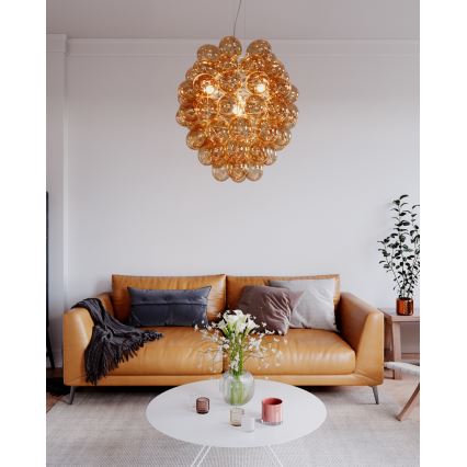 ByRydens - Lustr na lanku DELUXE 4xE14/5W/230V kouřová/hnědá pr. 64 cm