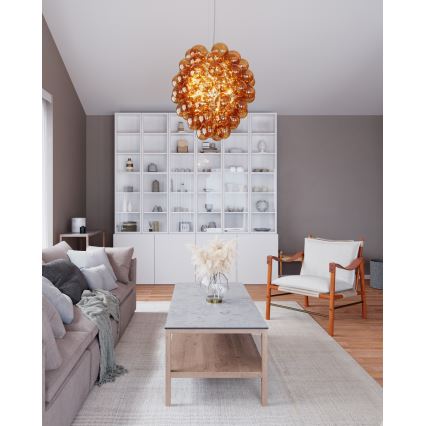 ByRydens - Lustr na lanku DELUXE 4xE14/5W/230V kouřová/hnědá pr. 64 cm