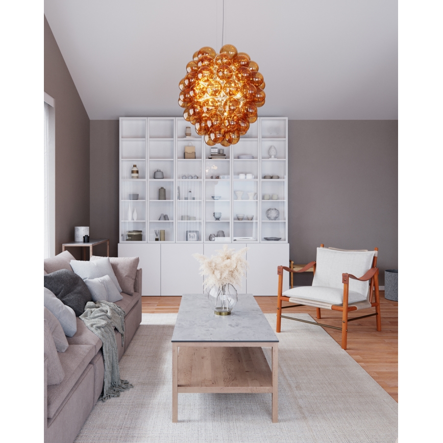 ByRydens - Lustr na lanku DELUXE 4xE14/5W/230V kouřová/hnědá pr. 64 cm