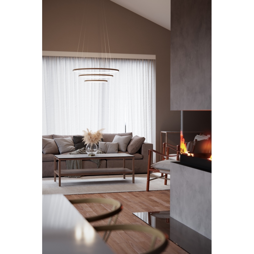 ByRydens - LED Lustr na lanku TRIONE LED/45W/230V hnědá pr. 80 cm