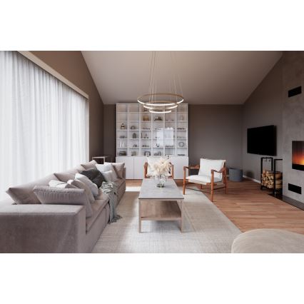 ByRydens - LED Lustr na lanku TRIONE LED/45W/230V hnědá pr. 80 cm