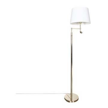 ByRydens - LED Stojací lampa ORLANDO 1xE27/5W/230V + LED/3W bílá/zlatá pr. 36 cm