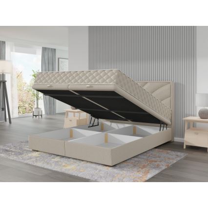 Čalouněná postel s matracemi a úložným prostorem GINA 160x200 cm béžová