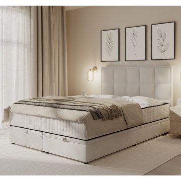 Čalouněná postel s matracemi a úložným prostorem GRACE 140x200 cm béžová