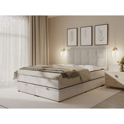 Čalouněná postel s matracemi a úložným prostorem GRACE 140x200 cm béžová