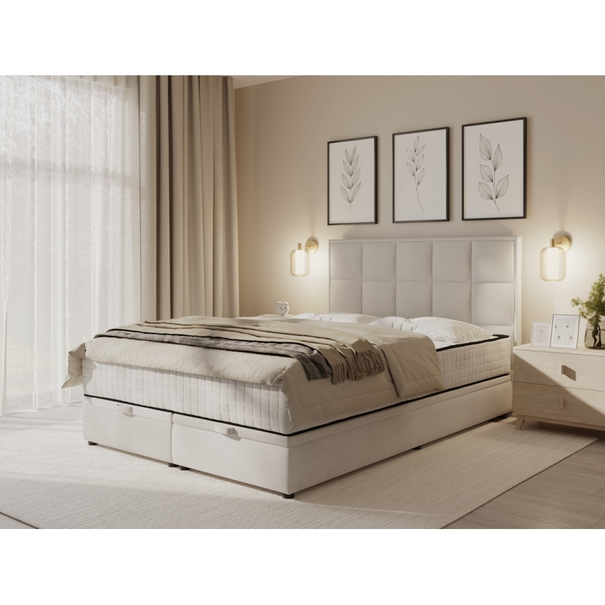 Čalouněná postel s matracemi a úložným prostorem GRACE 140x200 cm béžová