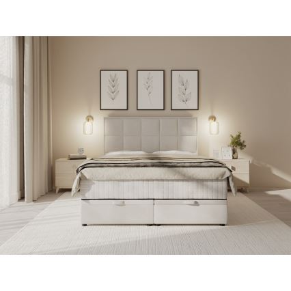 Čalouněná postel s matracemi a úložným prostorem GRACE 140x200 cm béžová