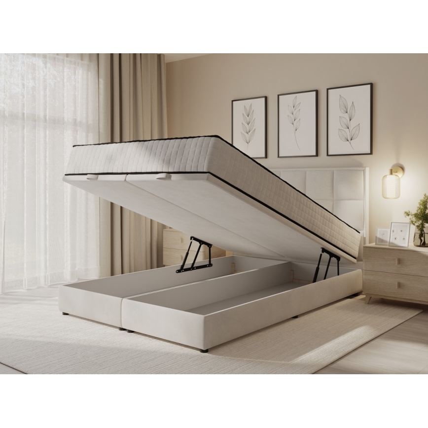 Čalouněná postel s matracemi a úložným prostorem GRACE 180x200 cm béžová