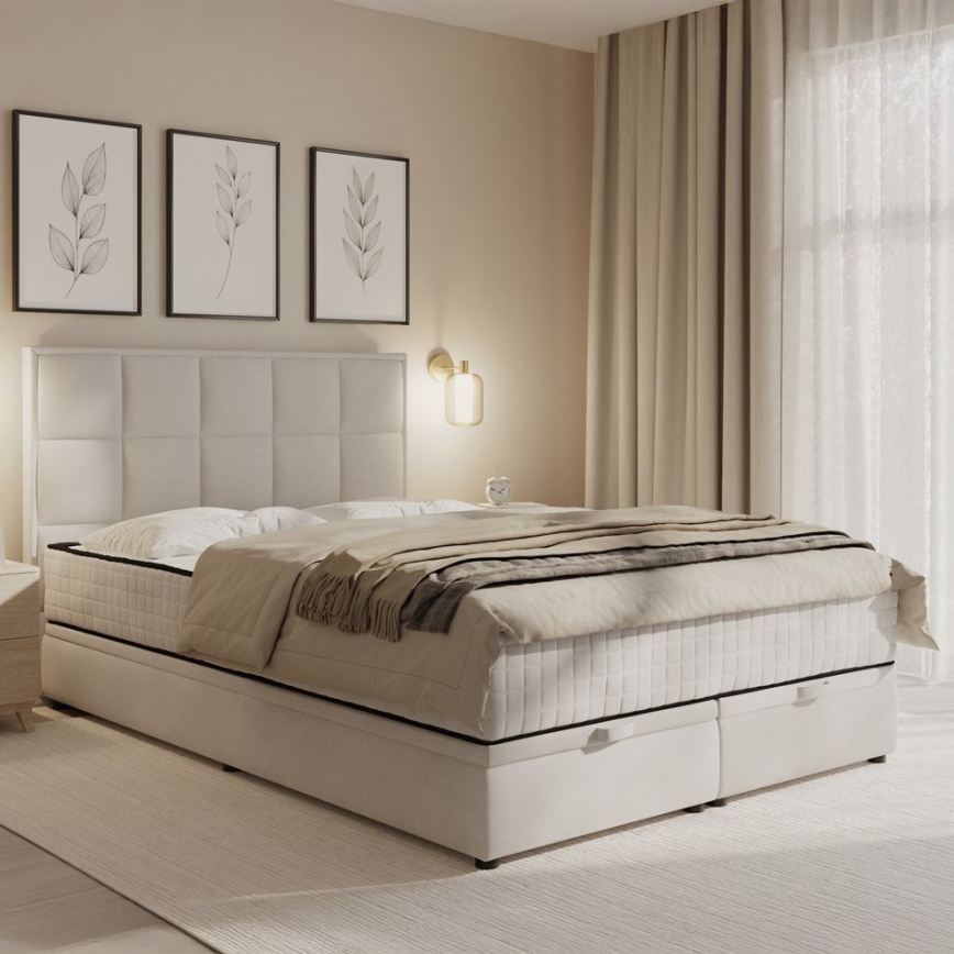 Čalouněná postel s matracemi a úložným prostorem GRACE 180x200 cm šedá