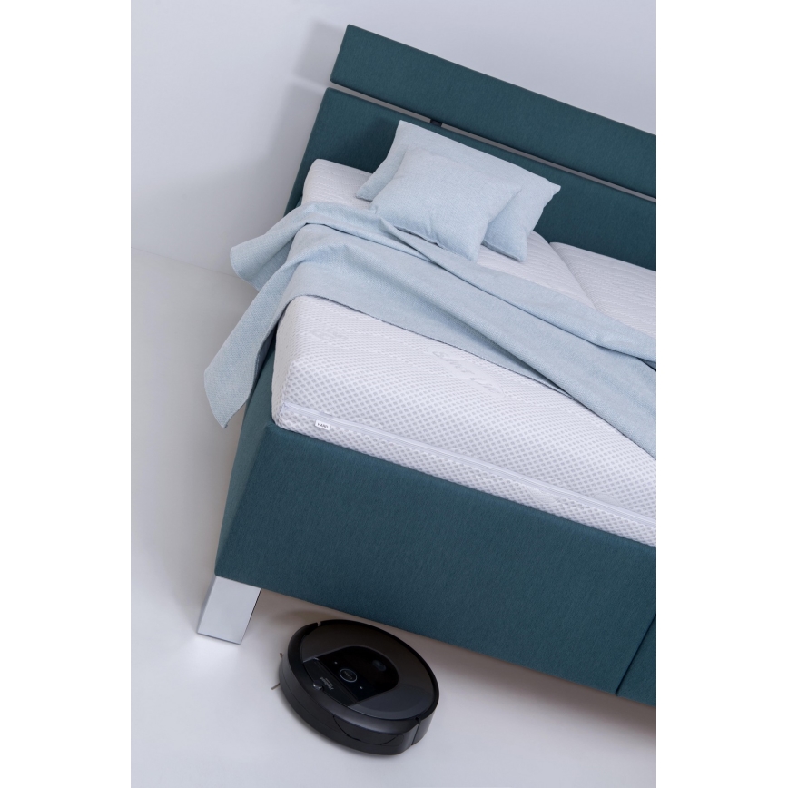 Čalouněná postel s matrací a úložným prostorem ALIS 160x200 cm petrolejová