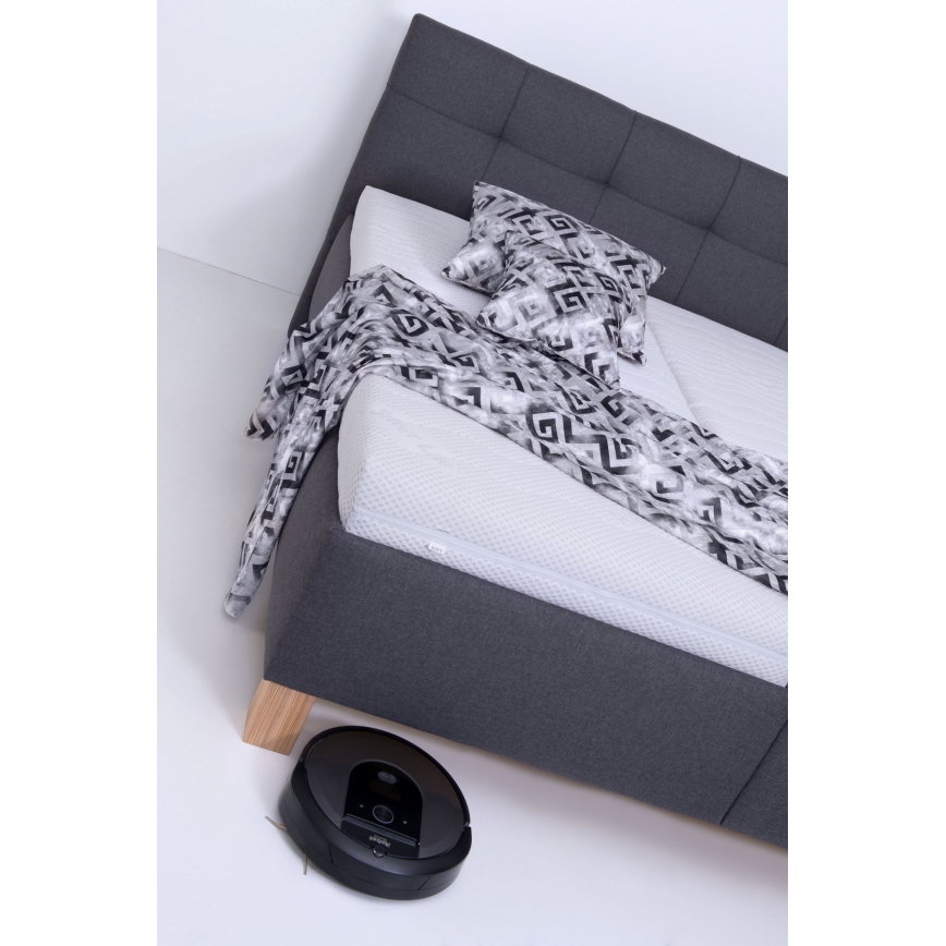 Čalouněná postel s matrací a úložným prostorem MARIA 160x200 cm šedá