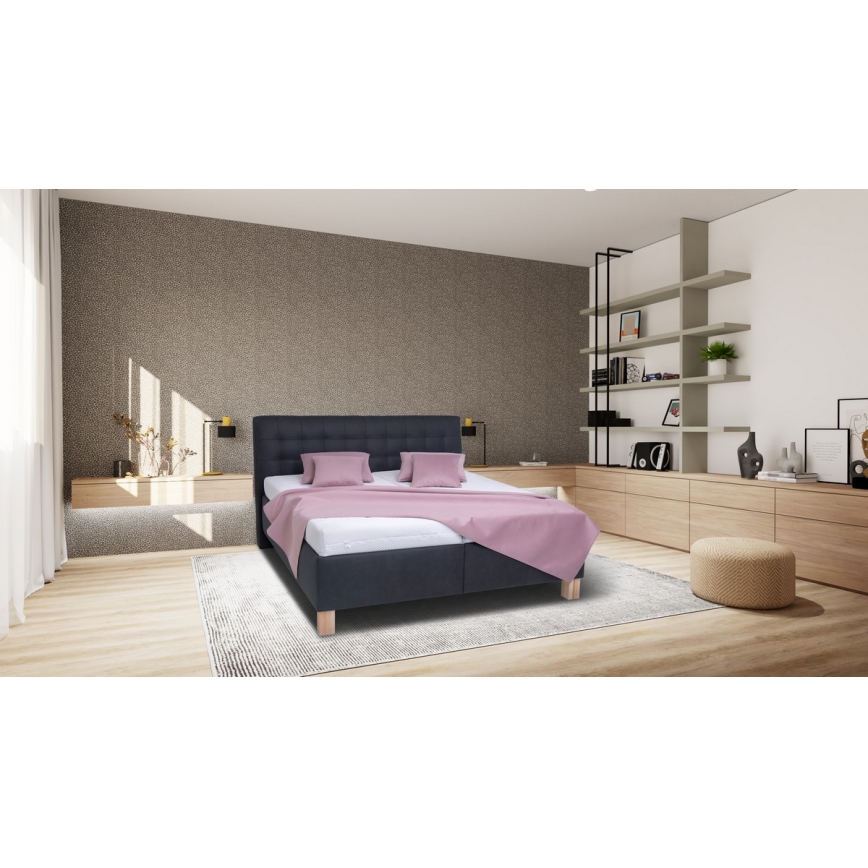 Čalouněná postel s matrací a úložným prostorem VIOLET 160x200 cm antracit