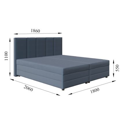 Čalouněná postel s pružinovou matrací a úložným prostorem ISABEL 180x200 šedá