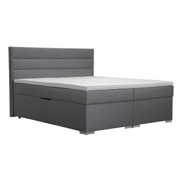 Čalouněná postel s úložným prostorem a matracemi s topperem NEW BOLERO 160x200 cm šedá