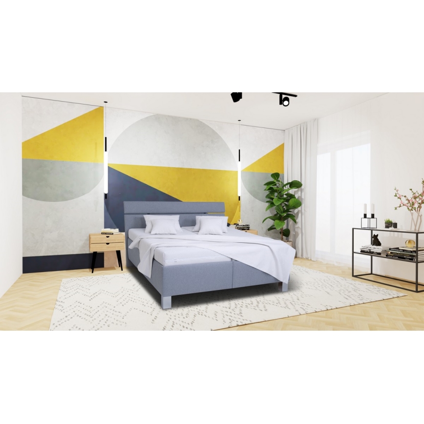 Čalouněná postel s úložným prostorem bez matrace ALIS 180x200 cm světle šedá