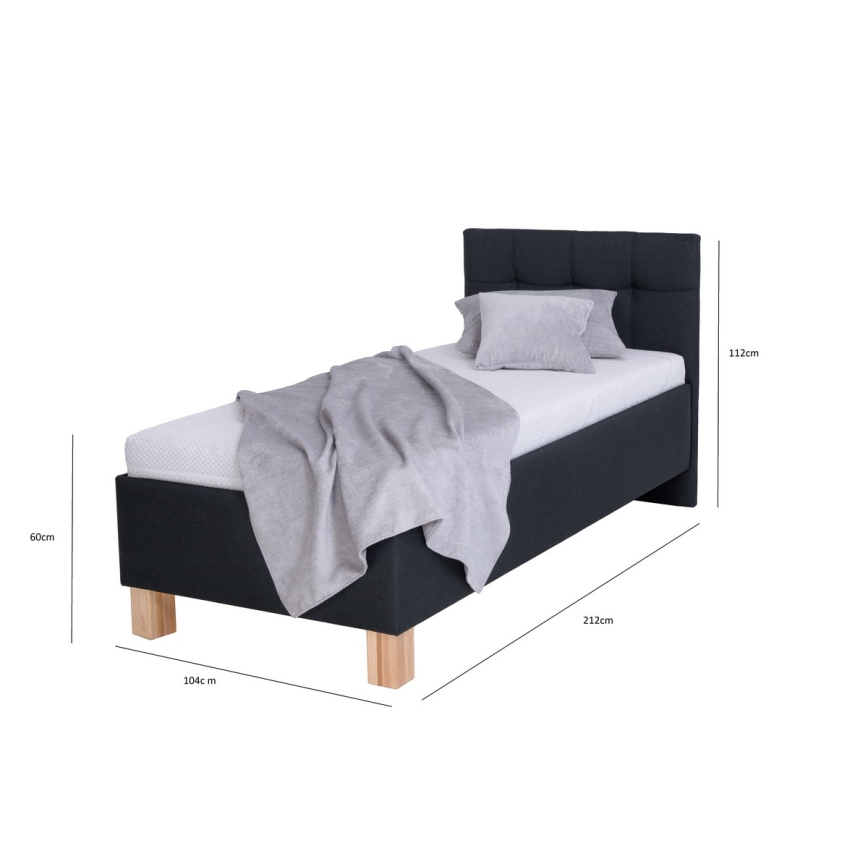 Čalouněná postel s úložným prostorem bez matrace MARIA ONE 90x200 cm antracit