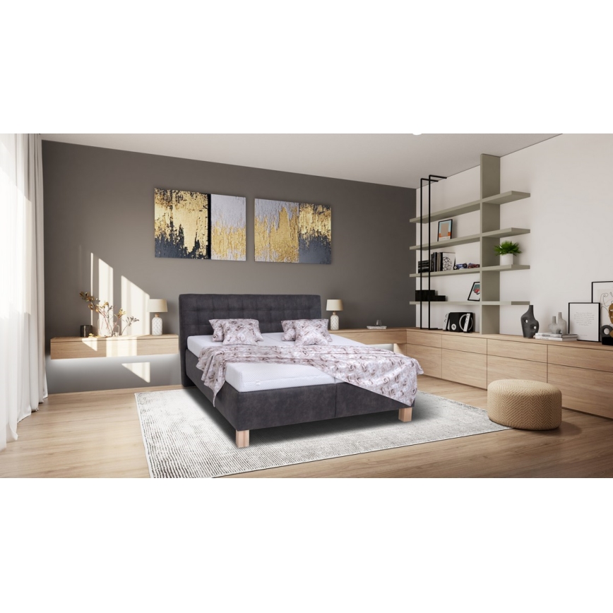 Čalouněná postel s úložným prostorem bez matrace VIOLET 160x200 cm tmavě šedá