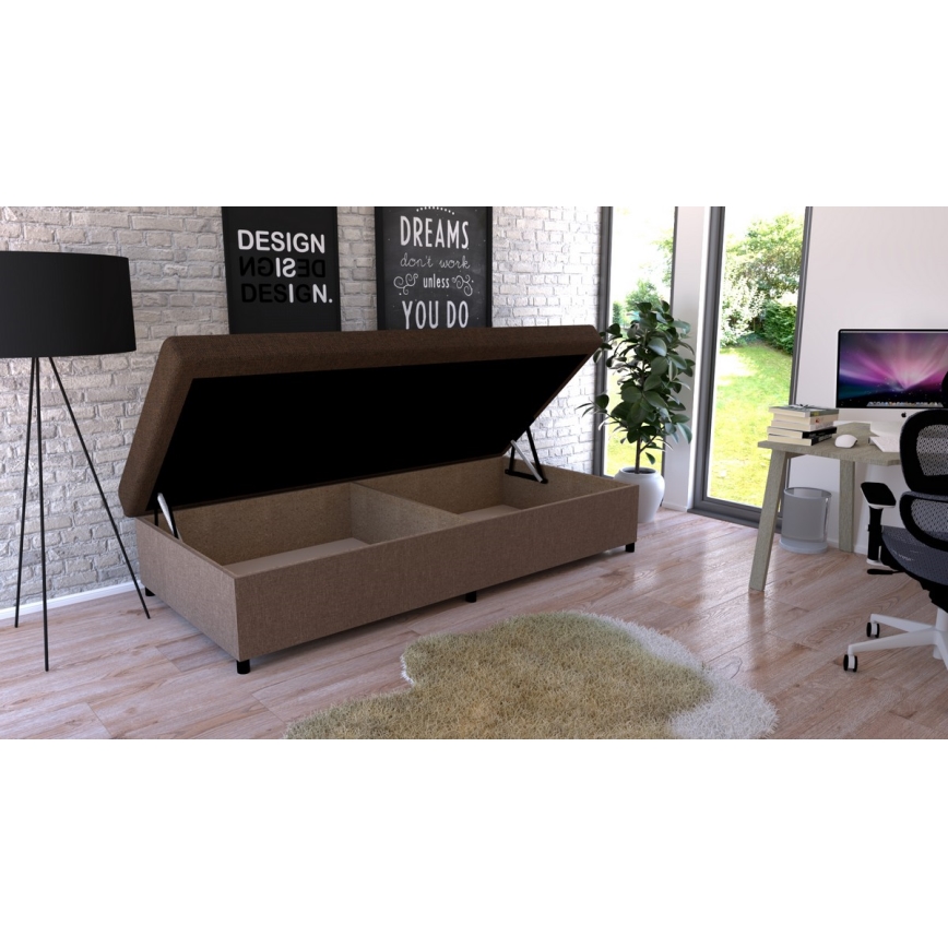 Čalouněná válenda s úložným prostorem CORY 80x200 hnědá