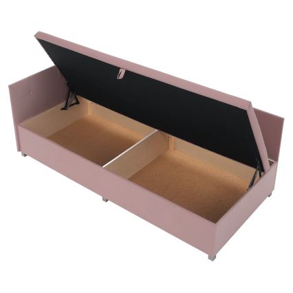 Čalouněná válenda s univerzálním čelem a úložným prostorem AMSTERDAM 90x200 cm růžová