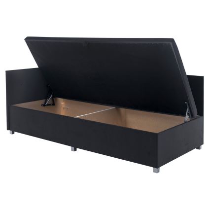 Čalouněná válenda s univerzálním čelem a úložným prostorem AMSTERDAM 90x200 cm šedá