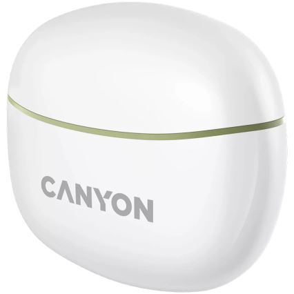 Canyon - Bezdrátová stereo sluchátka True Wireless 500 mAh + 2x 40 mAh bílá/zelená