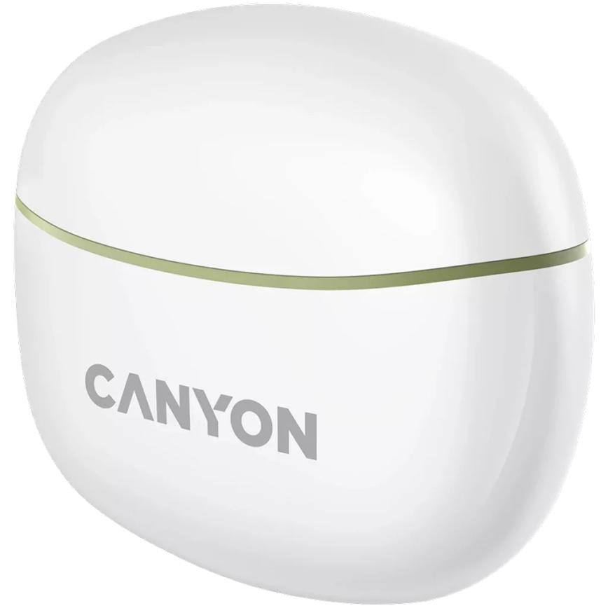 Canyon - Bezdrátová stereo sluchátka True Wireless 500 mAh + 2x 40 mAh bílá/zelená