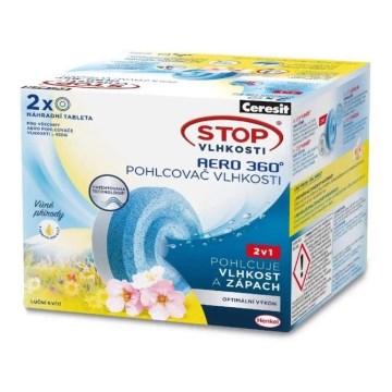 Ceresit - Tablety pro odvlhčovač 2v1 AERO 360° 2x 450 g luční kvítí