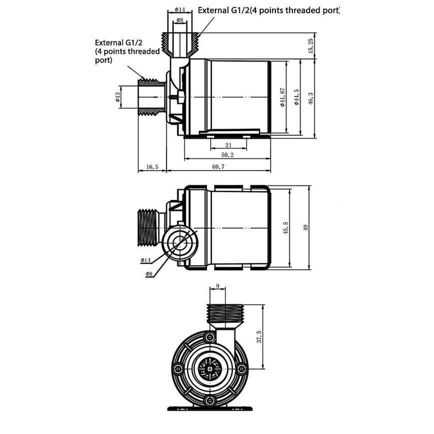Čerpadlo 12VDC 800l/hod G1/2"
