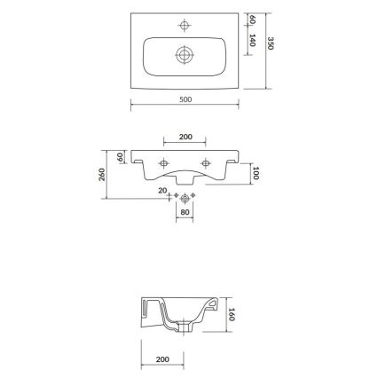 Cersanit K116-008 - Umyvadlo na desku/závěsné MODUO SLIM 35x50 cm keramika/lesklá bílá