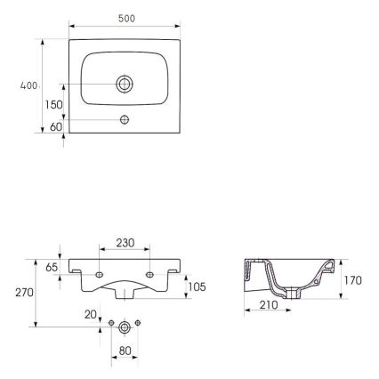 Cersanit K116-009 - Umyvadlo na desku/závěsné MODUO 40x50 cm keramika/lesklá bílá