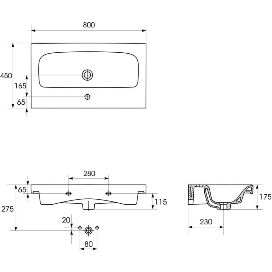 Cersanit K116-013-ECO - Umyvadlo na desku/závěsné MODUO 45x80 cm keramika/lesklá bílá
