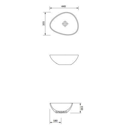 Cersanit K116-051 - Umyvadlo na desku MODUO 35,5x44 cm keramika/lesklá bílá