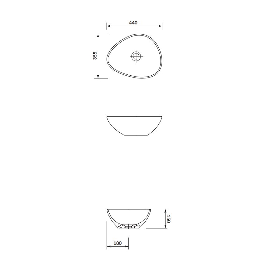 Cersanit K116-051 - Umyvadlo na desku MODUO 35,5x44 cm keramika/lesklá bílá