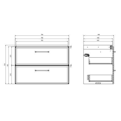 Cersanit S1017-004 - Závěsná koupelnová skříňka pod umyvadlo MILLE 80x45 cm mintová