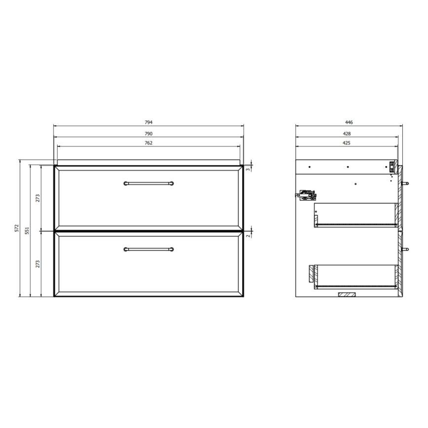 Cersanit S1017-004 - Závěsná koupelnová skříňka pod umyvadlo MILLE 80x45 cm mintová