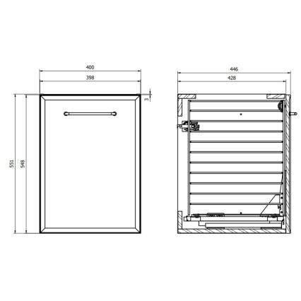 Cersanit S1022-010 - Závěsná koupelnová skříňka s košem na prádlo MILLE 40x45 cm mintová