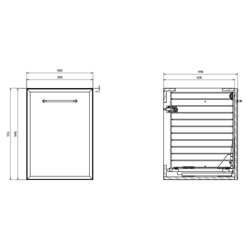 Cersanit S1022-012 - Závěsná koupelnová skříňka s košem na prádlo MILLE 40x45 cm černá