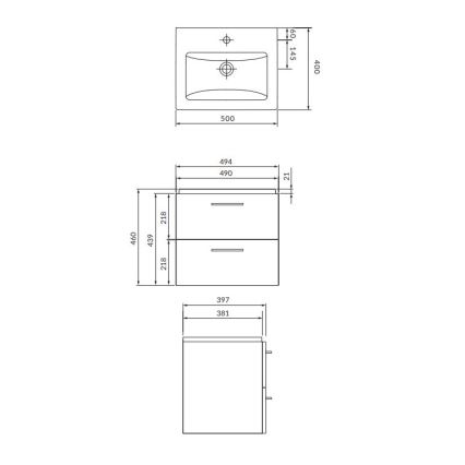Cersanit S801-146-DSM - Závěsná koupelnová skříňka s umyvadlem LARA COMO 50x40 cm bílá