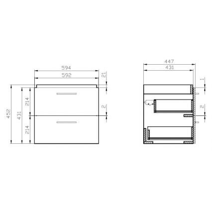 Cersanit S801-147-DSM - Závěsná koupelnová skříňka s umyvadlem LARA 60x45 cm bílá